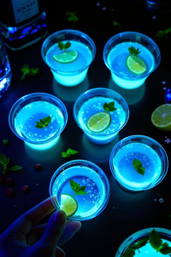 glowing gin tonic jello shots