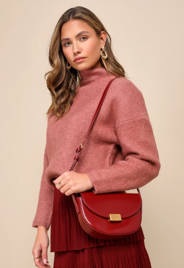 Perfect Sunday Rust Red Half Circle Crossbody Bag
