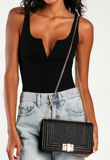 Let's Go Out Later Black Braided Crossbody Bag