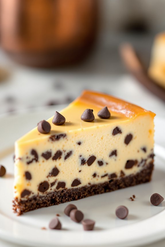 decadent chocolate chip cheesecake